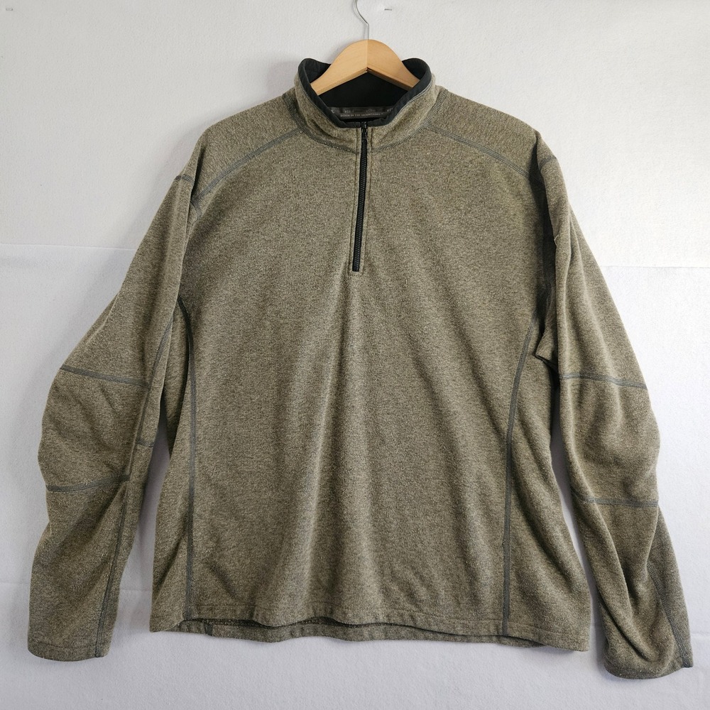 Kuhl Kashmira Mens XXL 1/4 Zip Pullover Fleece Olive Green Golf Patch Sweater